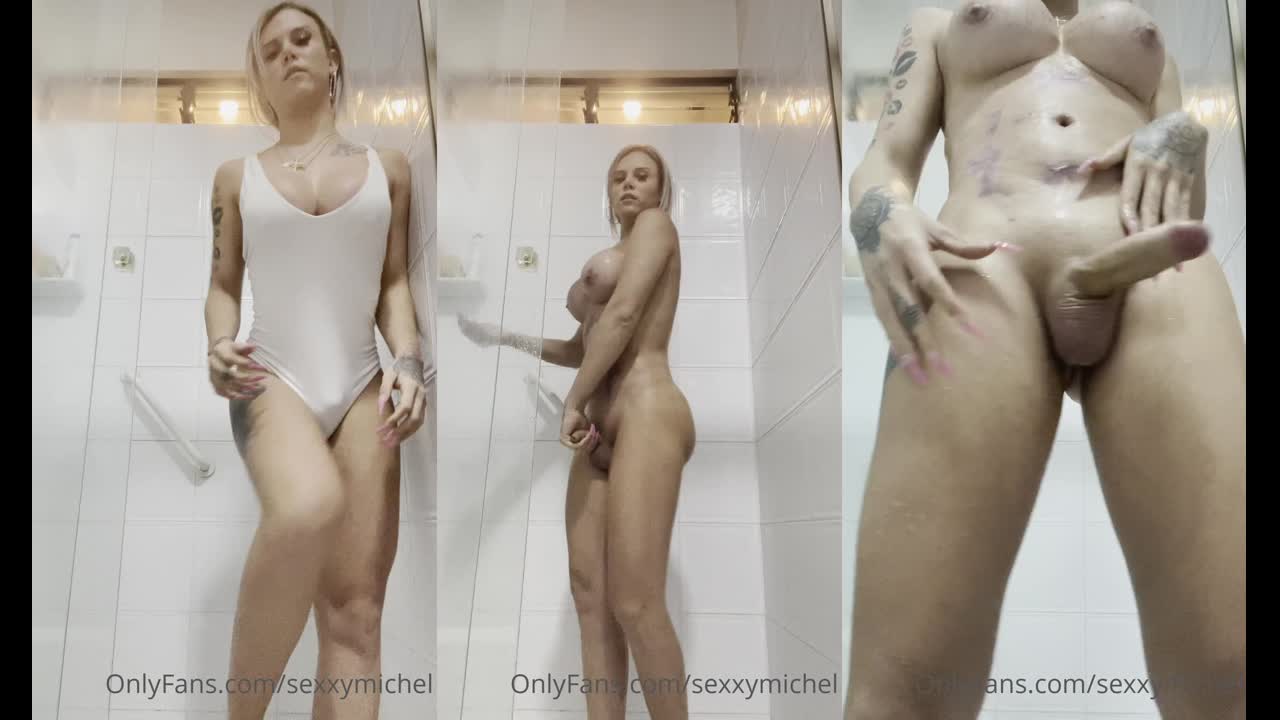 Sexxymichel Colombian Shemale Shower Masturbation Porn Video